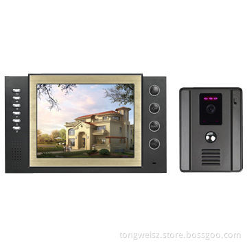 New 8-inch video doorphone with color TFT-LCD screen, CMOS 700TVL, recording functionNew
